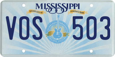 MS license plate VOS503