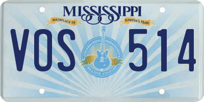 MS license plate VOS514