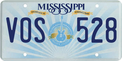 MS license plate VOS528