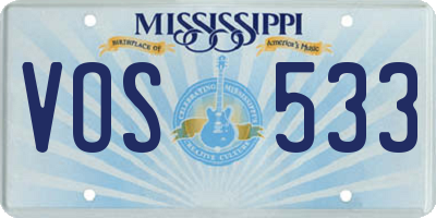 MS license plate VOS533