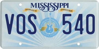 MS license plate VOS540