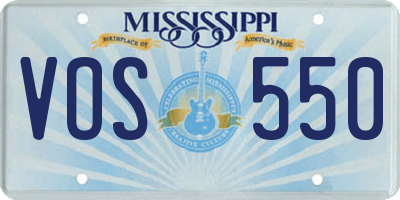 MS license plate VOS550