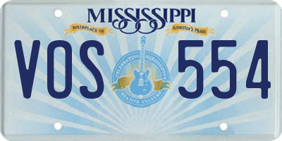 MS license plate VOS554