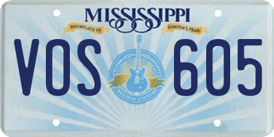 MS license plate VOS605