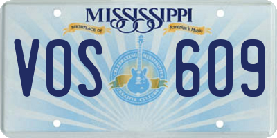 MS license plate VOS609