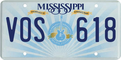 MS license plate VOS618