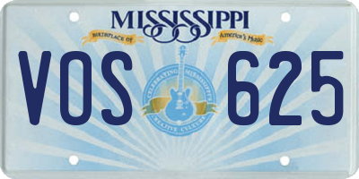 MS license plate VOS625