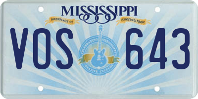 MS license plate VOS643