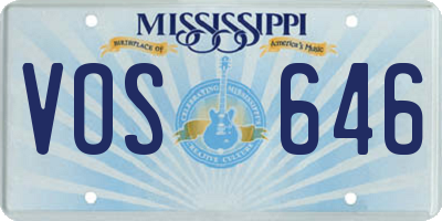 MS license plate VOS646