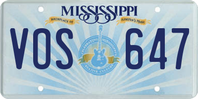 MS license plate VOS647