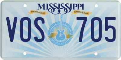 MS license plate VOS705