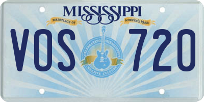 MS license plate VOS720