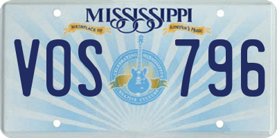 MS license plate VOS796