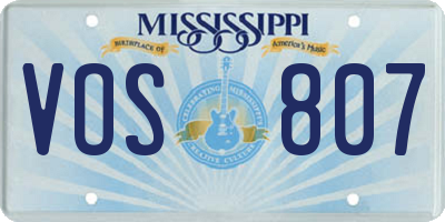 MS license plate VOS807
