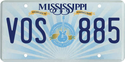MS license plate VOS885