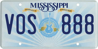 MS license plate VOS888