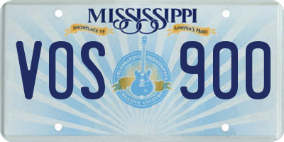 MS license plate VOS900
