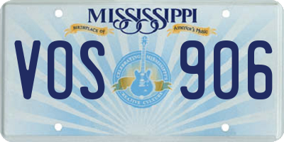 MS license plate VOS906