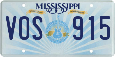 MS license plate VOS915