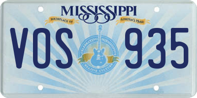 MS license plate VOS935