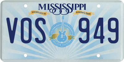 MS license plate VOS949