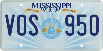 MS license plate VOS950