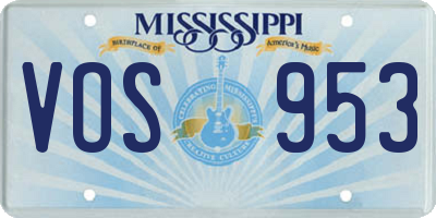 MS license plate VOS953