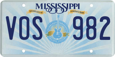 MS license plate VOS982