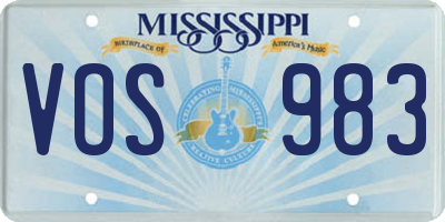 MS license plate VOS983