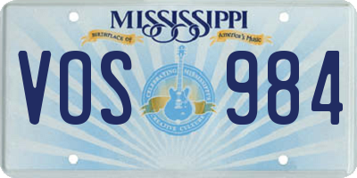 MS license plate VOS984