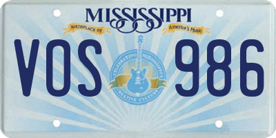 MS license plate VOS986