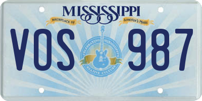 MS license plate VOS987