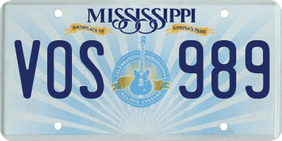 MS license plate VOS989