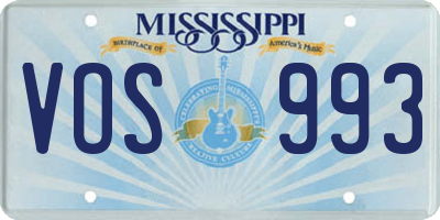 MS license plate VOS993