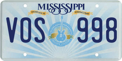 MS license plate VOS998