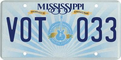 MS license plate VOT033