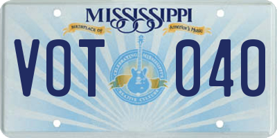 MS license plate VOT040