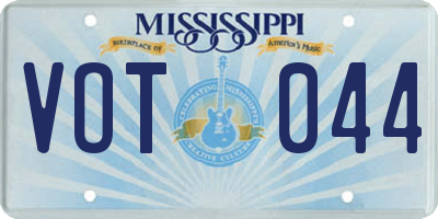 MS license plate VOT044