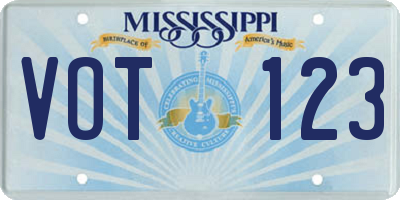 MS license plate VOT123