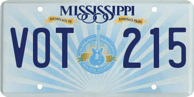 MS license plate VOT215