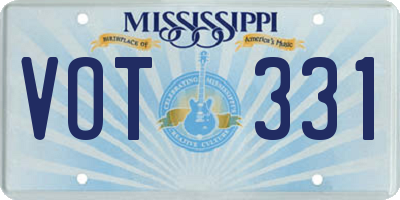 MS license plate VOT331