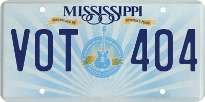 MS license plate VOT404