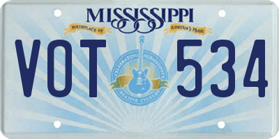 MS license plate VOT534