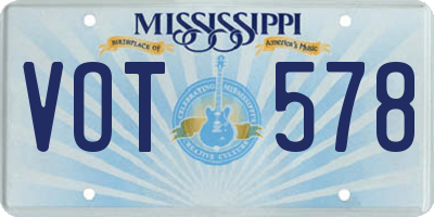 MS license plate VOT578