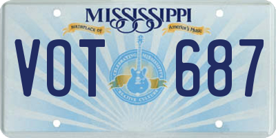 MS license plate VOT687