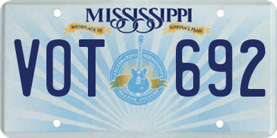 MS license plate VOT692