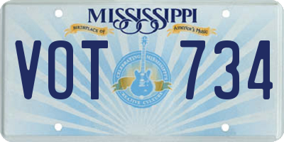 MS license plate VOT734
