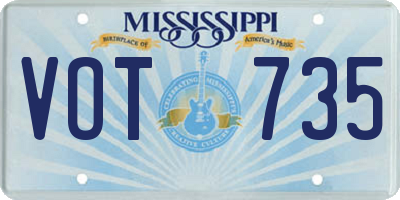 MS license plate VOT735