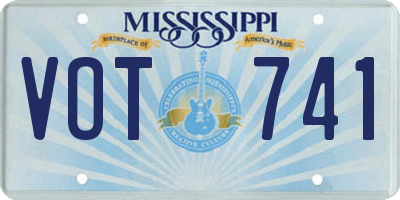 MS license plate VOT741