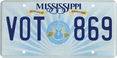 MS license plate VOT869